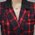 VEGININA 秋季长袖格子西装外套女 3304(红色 3XL)第4张高清大图