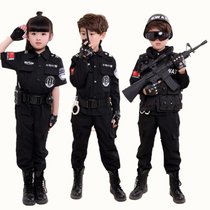 儿童表演男女孩飞行员服小交通服装幼儿园演出服小警察服交警服(男夏季全)(160cm)