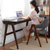 家逸 实木榉木餐椅休闲椅电脑椅办公椅咖啡椅北欧创意布艺椅子(胡桃色 默认)第3张高清大图