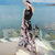 2018夏装新款女装大码高腰雪纺半身裙显瘦a字裙沙滩裙开叉长裙子(图片色XZ16A2)(XL)第4张高清大图