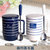 韩式陶瓷情侣水杯牛奶咖啡杯带盖带勺马克杯套装(蓝色 其他)第2张高清大图