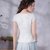 烟花烫XW2018夏新款女装修身棉麻绣花纯色短袖衬衫T恤 连城锁(白色 S)第3张高清大图