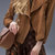2021新款春秋休闲麂皮绒短款外套时尚法式复古夹克上衣女装短外套(桔色 XL)第4张高清大图