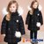 韩国童装Jelispoon2018冬季新款女童花朵气质长款棉服(105 黑色)第5张高清大图
