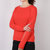 女子CREW SLV LNG针织套衫运动服圆领休闲保暖防风卫衣(红色/DT2396 M)第3张高清大图