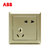 ABB开关插座面板86型德逸金色五孔插座5只装 AE205-PG*5第2张高清大图