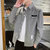 KARALCHI男士新款长袖衬衫薄款纯色舒适棉质休闲日系风格衬衣服青年潮流英字寸衫秋装/KXP-G08(中灰 XXXL)第3张高清大图