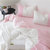 纯棉四件套韩式公主风1.5m1.8米床裙床上用品夏季全棉条纹单双人被套(粉色)第2张高清大图
