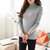 Mistletoe新款韩版女士半高领套头加厚保暖针织打底衫毛衣女长袖YZF-1090(酒红色 XL)第3张高清大图