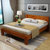 夏树 床 实木床简约现代中式双人床实木橡胶木床 单人床M211(柚木色高箱床 1.8M床+垫+2柜)第2张高清大图