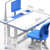 缘诺亿 跨境出口儿童学习桌书桌可升降小孩桌子多功能写字桌椅组合套装(T7蓝桌椅阅读架)第5张高清大图