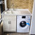 欧吉美 阳台洗衣机柜组合太空铝洗衣柜带搓衣板洗衣柜子阳台洗衣机柜定制((9001B)100CM右盆)第3张高清大图