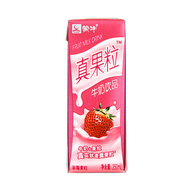 【真快乐自营】蒙牛真果粒草莓果粒康美包250ml*12盒