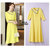 MISS LISA韩版时尚气质中长款连衣裙大码裙子YWZ8112(黄色 M)第5张高清大图