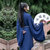婷瑶曲原创汉服圆领袍男女明制刺绣中国风夏季日常套装(蓝色)第3张高清大图