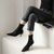 SUNTEK瘦瘦靴高跟鞋女加绒尖头细跟短靴2021年秋冬新款秋季女鞋黑色靴子(39 黑色 5cm 加绒)第3张高清大图