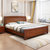 木巴家具 现代中式实木床榆木床1.8米1.5米硬板床简约双人大床婚床新中式实木床(C363海棠色)第2张高清大图