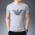 LIDEN AMANI 阿玛尼短袖T恤衫棉质中青年商务休闲时尚上衣体恤(灰色 170/L)第3张高清大图