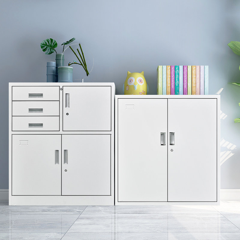 柜矮柜桌下带锁小柜子办公资料档案柜抽屉柜单门储物柜偏三保铁柜16mm