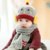 儿童帽子婴儿围巾套装宝宝帽子0-3-6-12个月秋冬毛线女童小孩帽子1-2岁(咖啡)第2张高清大图