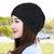 SUNTEK春夏帽子女薄款镂空包头帽针织时尚套头帽韩版户外透气单层毛线帽(均码（50-58cm）左右 黑色（幸运草） 单层)第5张高清大图