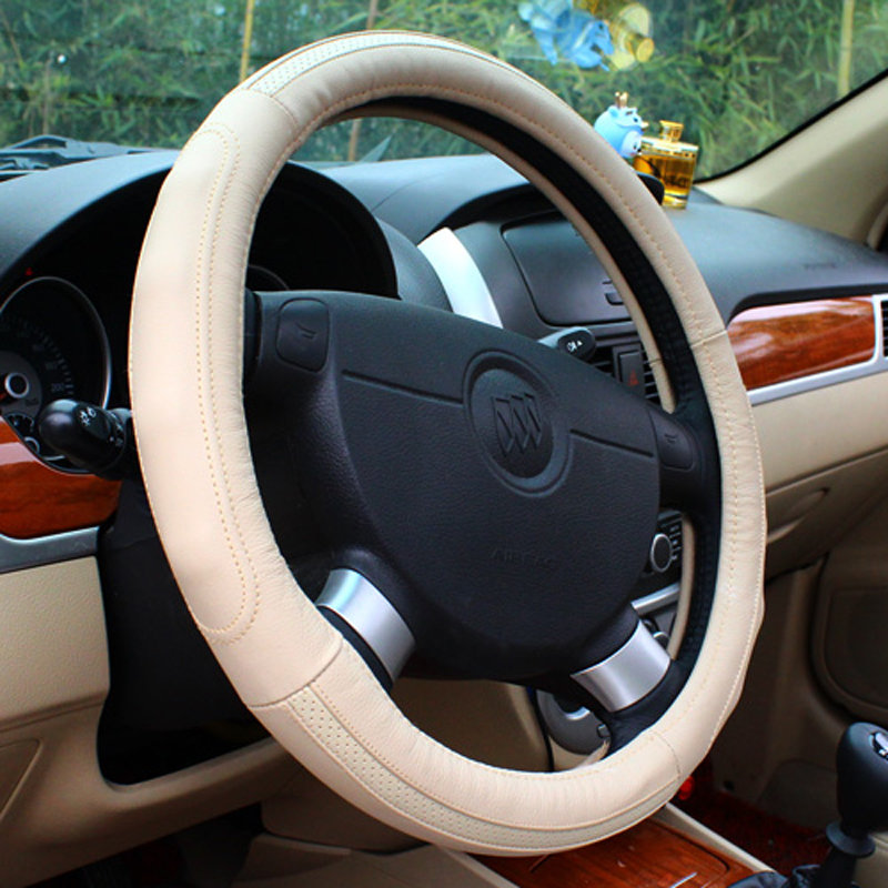 石家垫 汽车方向盘套 四节真皮把套 四季方向盘套(灰色)
