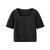 艾米恋衬衫女2021年夏季新款短款方领泡泡袖短袖上衣薄款黑色衬衣(黑色 S)第4张高清大图