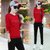 2021春秋运动套装女大码长袖休闲服韩版时尚卫衣两件套潮(红色套装)第4张高清大图