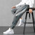 休闲长裤子男士2021新款春季韩版潮流修身束脚工装运动卫裤(深灰色 M)第5张高清大图