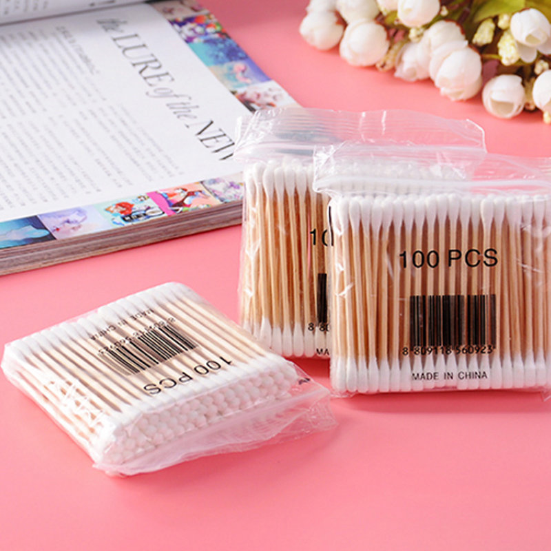 500根优质双头木棍棉签木质棉签棒棉棒一次性木棒棉签卸妆化妆默认