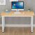 钢木电脑桌台式家用简易书桌现代简约办公桌笔记本桌子(柚木色+白架)第3张高清大图