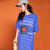 七格格 2017春装新款 帅气字母印花五分袖宽大套头连衣裙 女N523(蓝色 L)第2张高清大图
