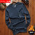 长袖t恤男士加绒加厚圆领宽松保暖套头冬季卫衣3556(加绒款-黑色 L)第5张高清大图