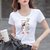 国潮T恤女夏季中国风体恤夏天印花圆领修身显瘦上衣(脸谱女孩-红色 XL)第4张高清大图