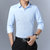 夏季男士长袖衬衫男长袖修身男士衬衫韩版青年纯色衬衣男(粉色 45/6XL)第4张高清大图