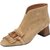 SUNTEK短靴女2021新款女鞋法式复古马丁靴中跟粗跟裸靴秋冬踝靴棕色(35 浅棕色（绒里）)第5张高清大图