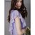 卡芮茜香芋紫色连衣裙设计感小众不对称荷叶边直筒裙气质女人味仙(粉色 XL)第3张高清大图