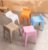 加厚防滑可叠摞塑料凳子时尚白色家用凳子(粉色)第3张高清大图
