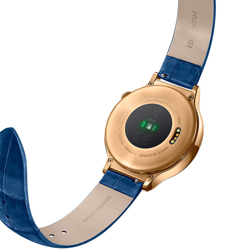 华为huaweiwatch星月系列玫瑰金蓝色鳄鱼纹牛皮表带