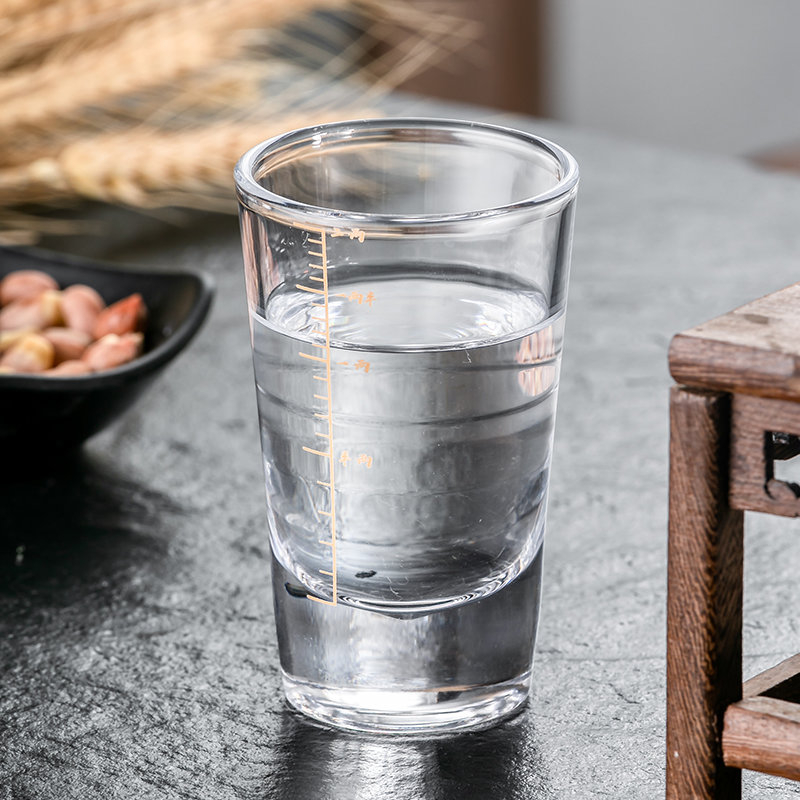 描金刻度二两白酒杯套装家用小号2两子弹烈酒杯玻璃创意酒具100ml默认