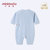 小米米minimoto婴儿宝宝长袖连身连体衣新生儿连身衣棉哈衣爬服(浅蓝-和式连身衣 0-3个月)第5张高清大图