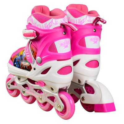 乐士/ENPEX溜冰鞋旱冰鞋轮滑鞋铠甲勇士可调直排闪光轮轮滑鞋儿童套装 KJ-333(粉色 S码（27-32）)