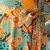 VEGININA 印花喇叭袖雪纺连衣裙 D6028(桔色 XXL)第4张高清大图