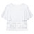 七格格2017夏装新款纯色镂空刺绣设计荷叶袖宽松短款T恤女N582(白色 XL)第5张高清大图
