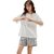 SUNTEK睡衣女夏季短袖薄款两件套装白色ins风2021年新款夏天家居服(孔雀蓝 莓粉套+荷包蛋裙)第4张高清大图