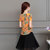 VEGININA 韩版修身显瘦短袖印花连衣裙 9723(黄色 5XL)第3张高清大图