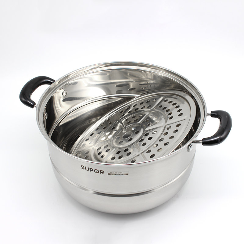苏泊尔supor蒸锅sz28c1加厚多用锅304不锈钢双层蒸锅28cm电磁炉明火