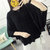 2017秋季新款韩版圆领镂空防晒罩衫宽松蝙蝠袖外搭针织衫上衣女(粉色 均码)第5张高清大图