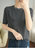 蒂克罗姆曲珠条纹半高短袖针织衫(黑色 XL)第3张高清大图