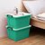 茶花塑料厚款收纳箱整理箱马卡龙色玩具有盖储物25L*3(两个装（绿色） 小号25L)第3张高清大图